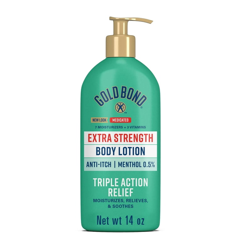 Gold Bond Extra Strength Medicated Triple Action Hand and Body Cream for Extra Dry Skin Anti Itch Lotion 0.5 Menthol 14 oz