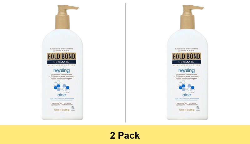 Gold Bond Healing Hydrating Body Lotion, Dry Skin Moisturizer with Aloe, 14 oz - 2 Pack