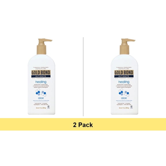 Gold Bond Healing Hydrating Body Lotion, Dry Skin Moisturizer with Aloe, 14 oz - 2 Pack