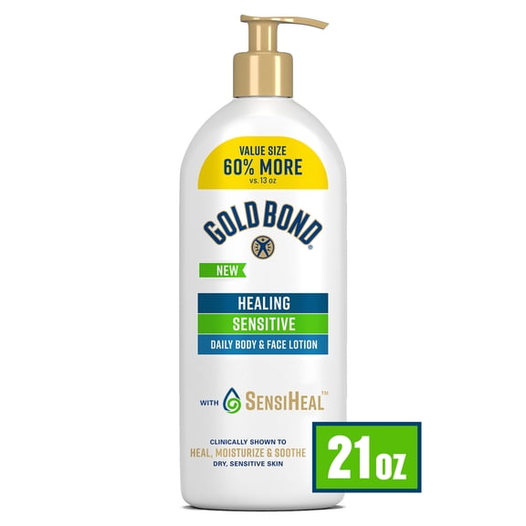 Gold Bond Healing Sensitive Daily Body & Face Lotion With Aloe Moisturizes, Heals & Soothes Dry, Sensitive Skin, Value Size, 21 oz.