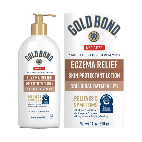 Gold Bond Medicated Eczema Relief Skin Protectant Lotion, 14 oz., Gold Bond Lotion With 2% Colloidal Oatmeal
