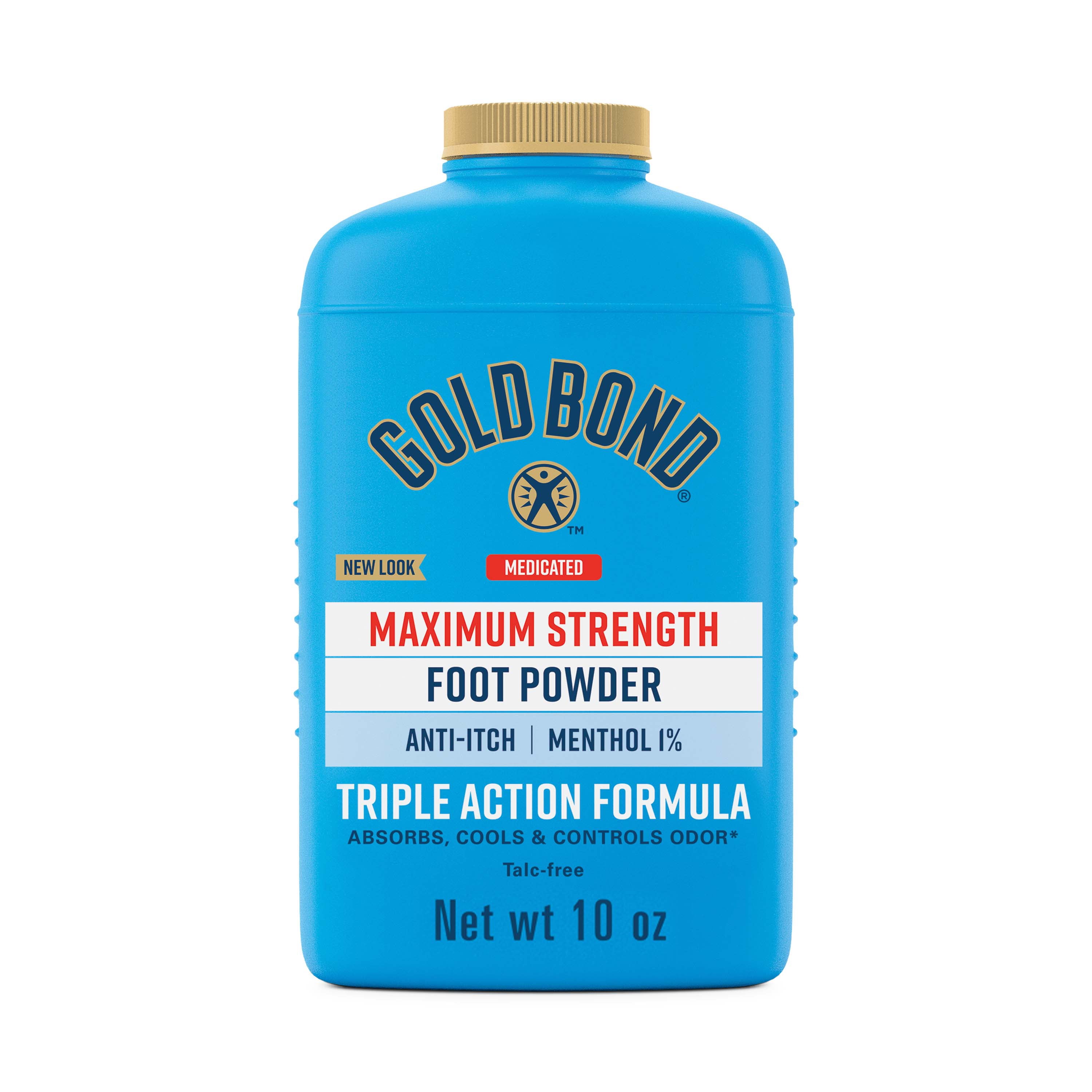 Gold Bond Medicated Body Powder and Foot Powder, Talc-Free, Maximum Strength, 1% Menthol, 10 oz