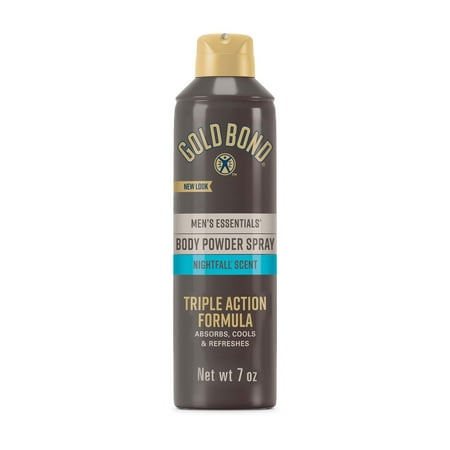 Gold Bond Men's Essentials Body Powder and Foot Powder Spray, Nightfall Scent, 7 oz