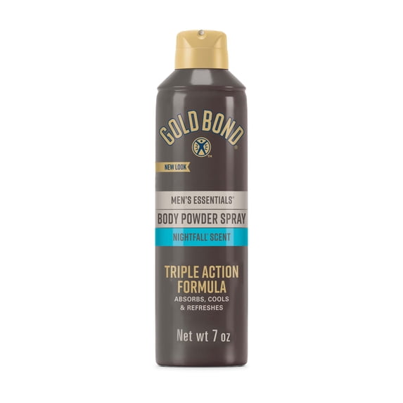 Gold Bond Body Powder Spray, Men's Essentials Talc-Free Body Powder Spray, 7 oz., Nightfall Scent, Wetness Protection