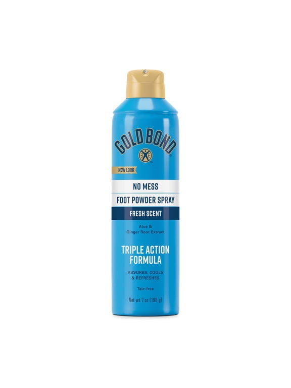 No Mess Talc-Free Foot Powder Spray, 7 oz., Fresh Scent, With a Triple Action Formula