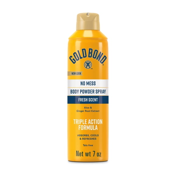 Gold Bond No Mess Talc-Free Body Powder Spray, 7 oz., Fresh Scent, With a Triple Action Formula
