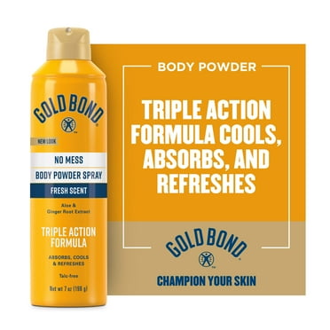 Gold Bond No Mess Medicated Triple Action Body Powder Spray with Methol, Anti Chafing, Talc-Free, 7 oz