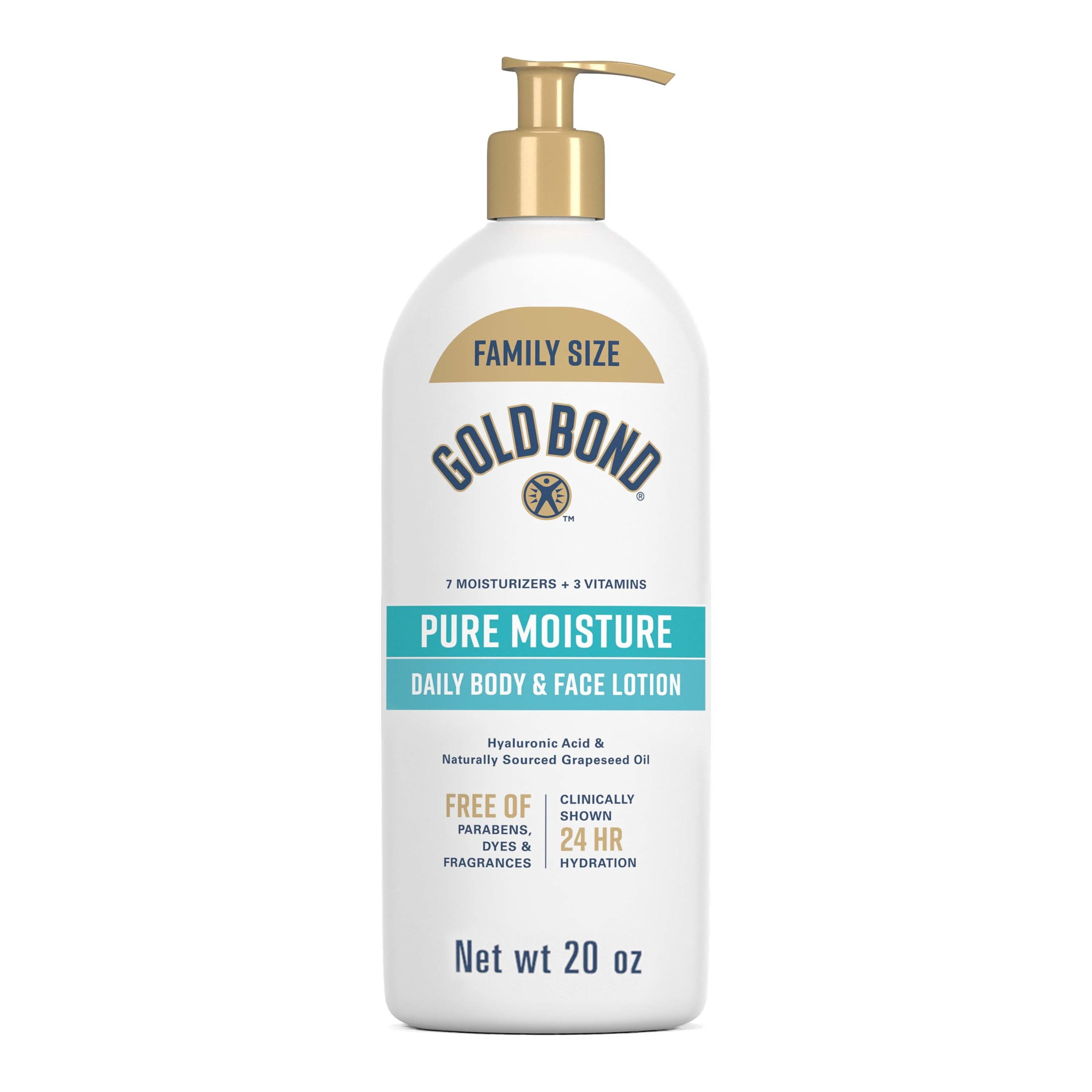 Gold Bond Pure Moisture Lotion, 20 oz., Ultra-lightweight Daily Body and Face Lotion