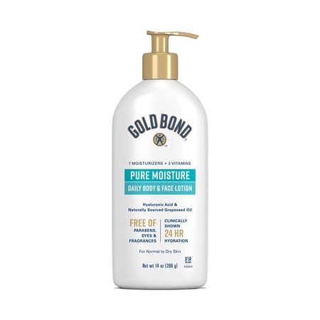 Gold Bond Pure Moisture Lotion, 14 oz., Ultra-lightweight Daily Body & Face Lotion