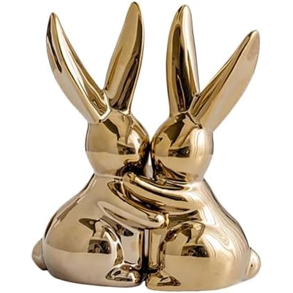 Gold Bookends for Heavy Books - Cute Bunny Decorative Book Ends for Shelves Unique Bookend Holder Fun Book Stopper Shelf for Office Desk Accessories Home Decor Aesthetic Kids Room