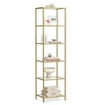 thumbnail image 1 of Gold Bookshelf, 6-Tier Bookcase Slim Storage Shelving for Home, Display Organizer Rack, 1 of 6