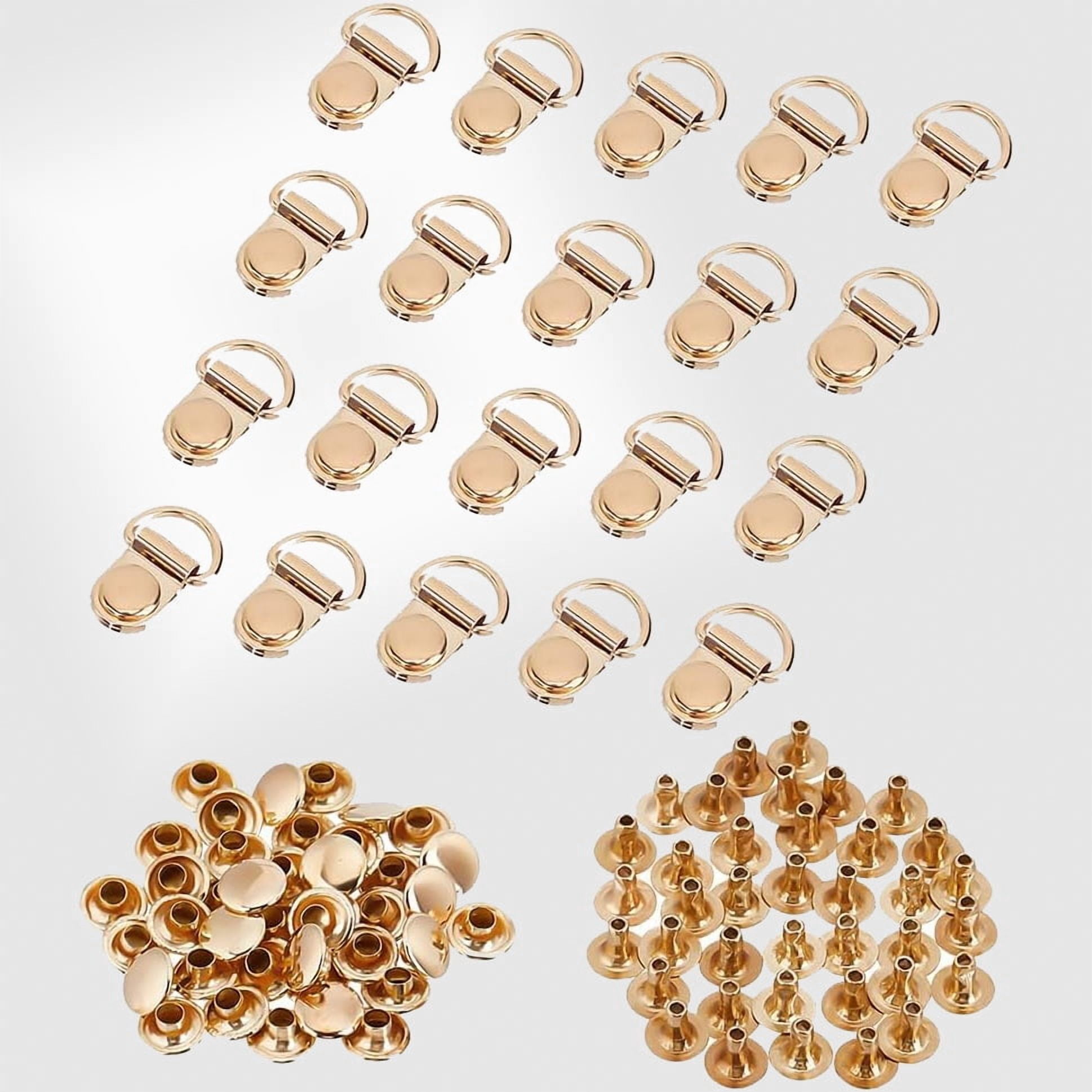 Gold Boot Lace Hooks Metal Shoelace Buckle Shoes Eyelets Hook Lace Buckle Loop D-ring with Rivets for Mountaineering Boots Climb Hiking