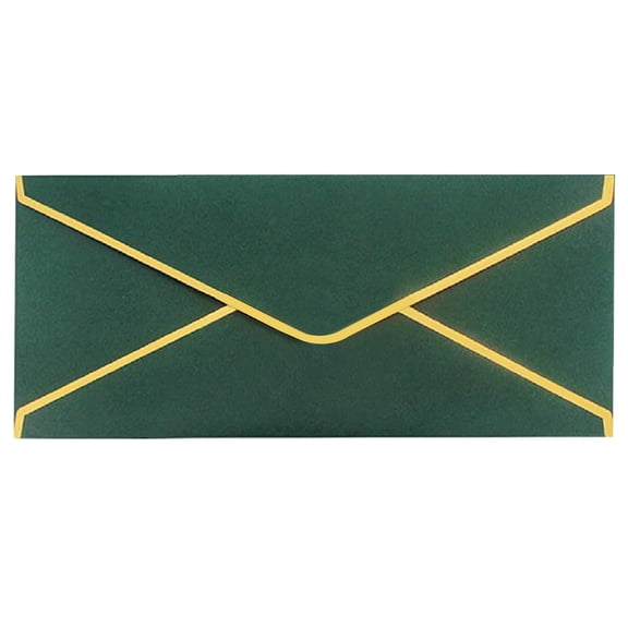 Gold Border Business Envelopes, 1-Pack Mailing Envelopes (9.5x4.1 Inch), Self Seal V-Flap Envelopes for Letter Mailing, Invoice, Checks, Wedding & Office, 150gsm Thick Paper
