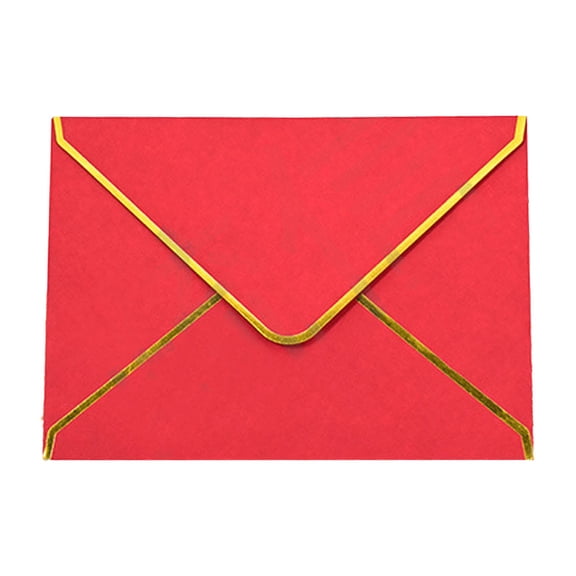 Gold Border Business Envelopes 10 Pcs 7.28 x 5.31 Inches with V-Flap for Office Correspondence Invitation Greeting Cards Check Mailing and Letter Sending