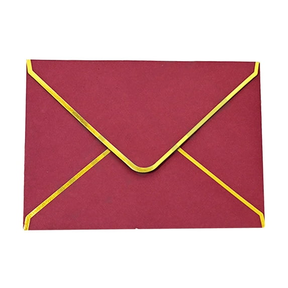 Gold Border Business Envelopes 10 Pcs 7.28 x 5.31 Inches with V-Flap for Office Correspondence Invitation Greeting Cards Check Mailing and Letter Sending