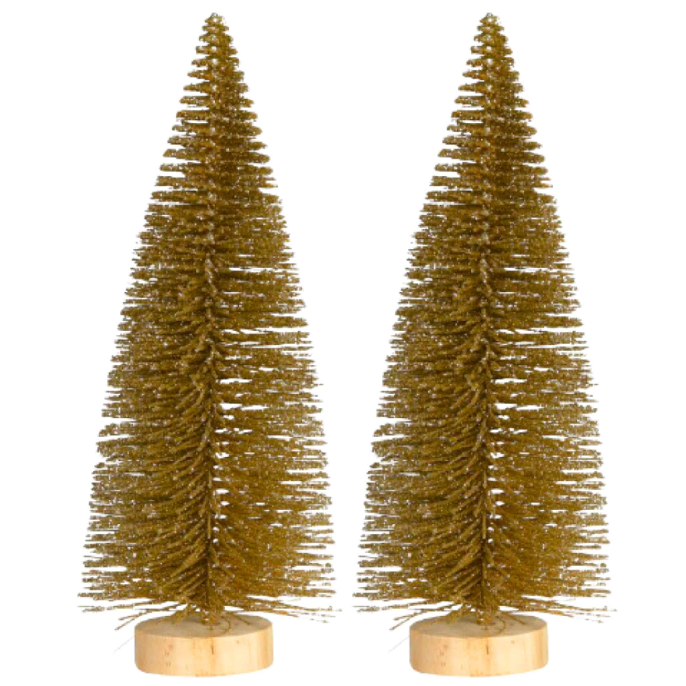 Gold Bottle Brush Mini Christmas Trees Approximately 8 Inches Holidays