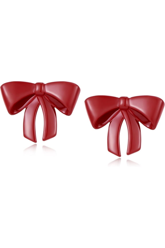 Gold Bow Earrings For Women Teen Pink Bowtie Dainty Long Tassel Drop Stud Trendy Statement Jewelry Gift[Z1]