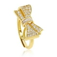 thumbnail image 1 of Gold Bow Ring Dainty Cubic Zirconia Tie Adjustable Statement Jewelry for Women, 1 of 6