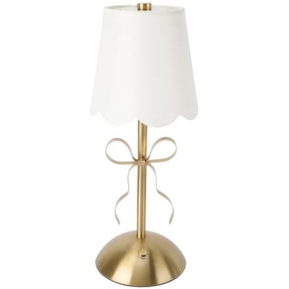 Gold Bow Table Lamp, Cordless LED Table Lamp with Fabric Shade, Touch Switch, Stepless Dimmable, Metal Rechargeable Bedside Light for Room Decor, Bedroom, Restaurant$$Tools & Hardware Other