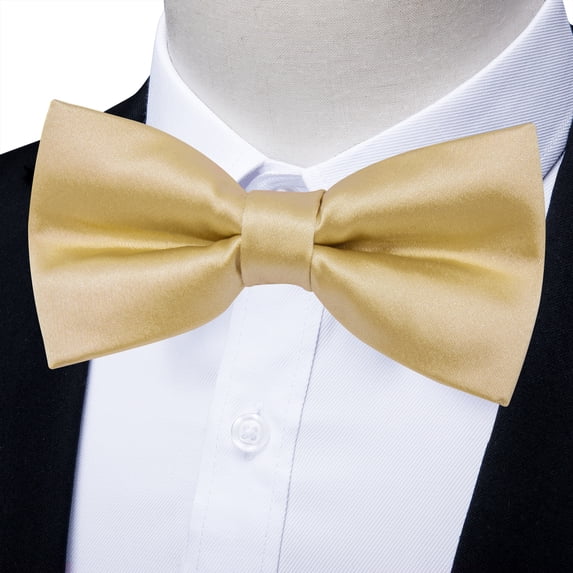 Gold Bow Ties for Men Pretied Bowties Champagne Solid Color Satin Bow Tie Formal Business Tuxedo Adjustable Bowtie Wedding Party Light Yellow Beige