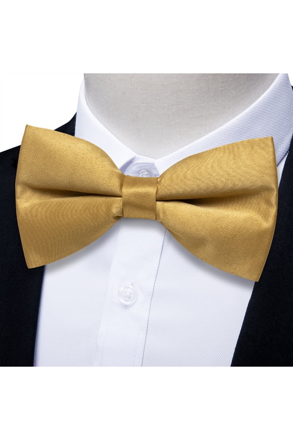 Gold Bow Ties for Men Solid Color Pretied Bowties Champagne Satin Bow Tie Formal Business Tuxedo Adjustable Bowtie Wedding Party Yellow
