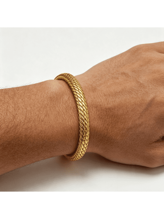 8mm Snake Link Chain Hand Bracelet For Men Women, 14K Gold Filled Clean Silhouette Sophisticated Timeless Craft Jewelry