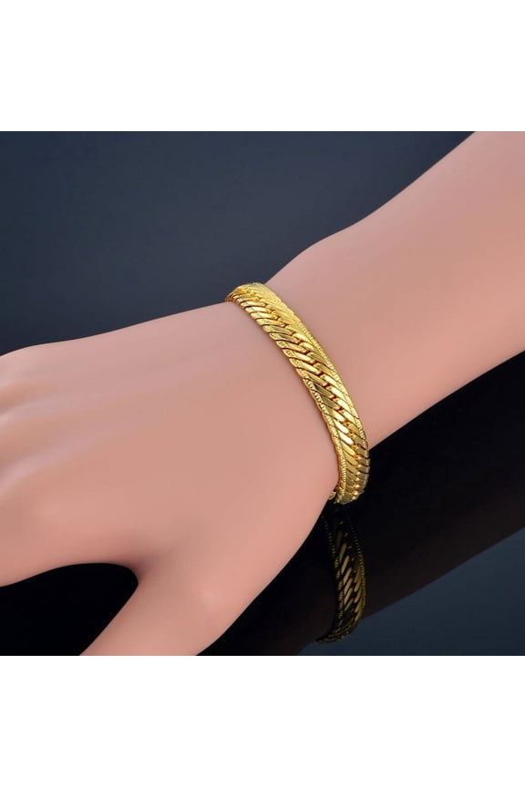 Gold Bracelet Men Jewelry 14K Yellow Gold 8mm Snake Link Chain Bracelet 21/22cm Male Hand Chain Pulseras Braslet for Men