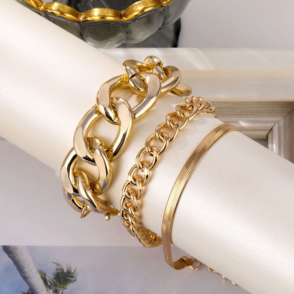 Gold Bracelets for Women, 14K Real Gold Jewelry Sets for Women Cute ...
