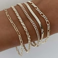 thumbnail image 1 of Gold Bracelets for Women,Gold Plated Jewelry Sets for Women Trendy Thin Dainty Stackable Cuban Link Paperclip Chain Bracelet Pack Fashion Accessories Gifts, 1 of 6
