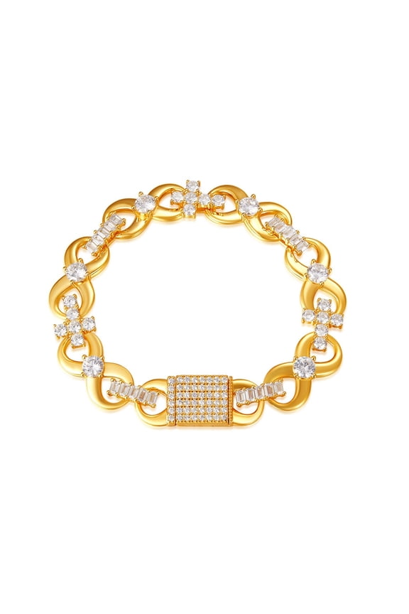 Gold Bracelets for Men 5A CZ Simulated Diamond Bracelet Chain 925 Sterling Silver Bracelet Link 7-8.5 Inches