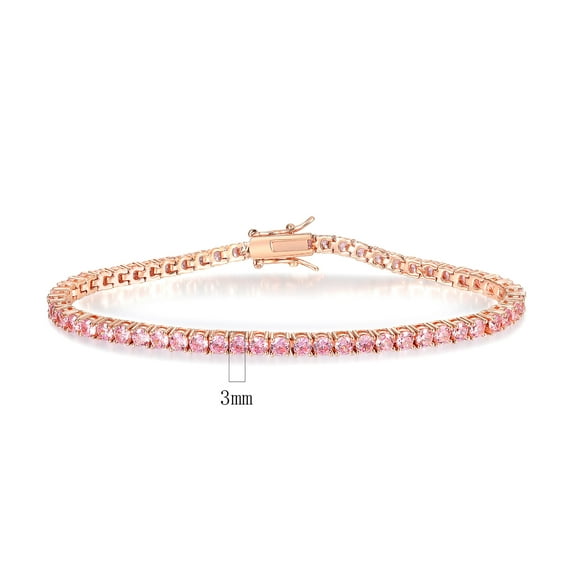 Gold Bracelets for Men and Women 18K Yellow Gold Plated 4.0 Round Cubic Zirconia Classic Tennis Bracelet Size 6-9 Inch
