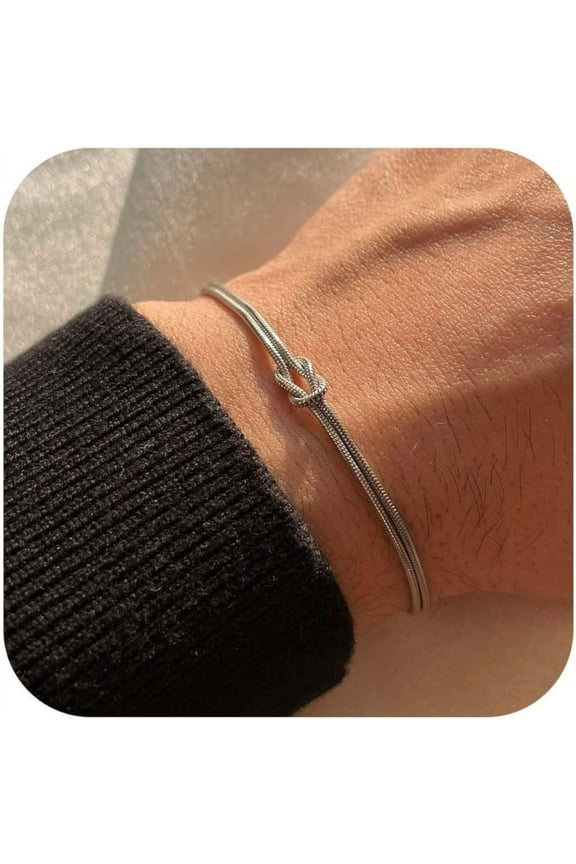 Gold Bracelets for Women 14K Real Gold Plated Love Knot Bracelet Dainty Snake Chain Infinity Bracelet Adjustable Gold Jewelry Gifts for Women