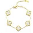 thumbnail image 1 of Gold Bracelets for Women, 18K Gold Plated Clover Bracelet for Women Lucky Four Leaf Link Bracelets Jewelry Gifts Trendy for Women Teen Girls, 1 of 11