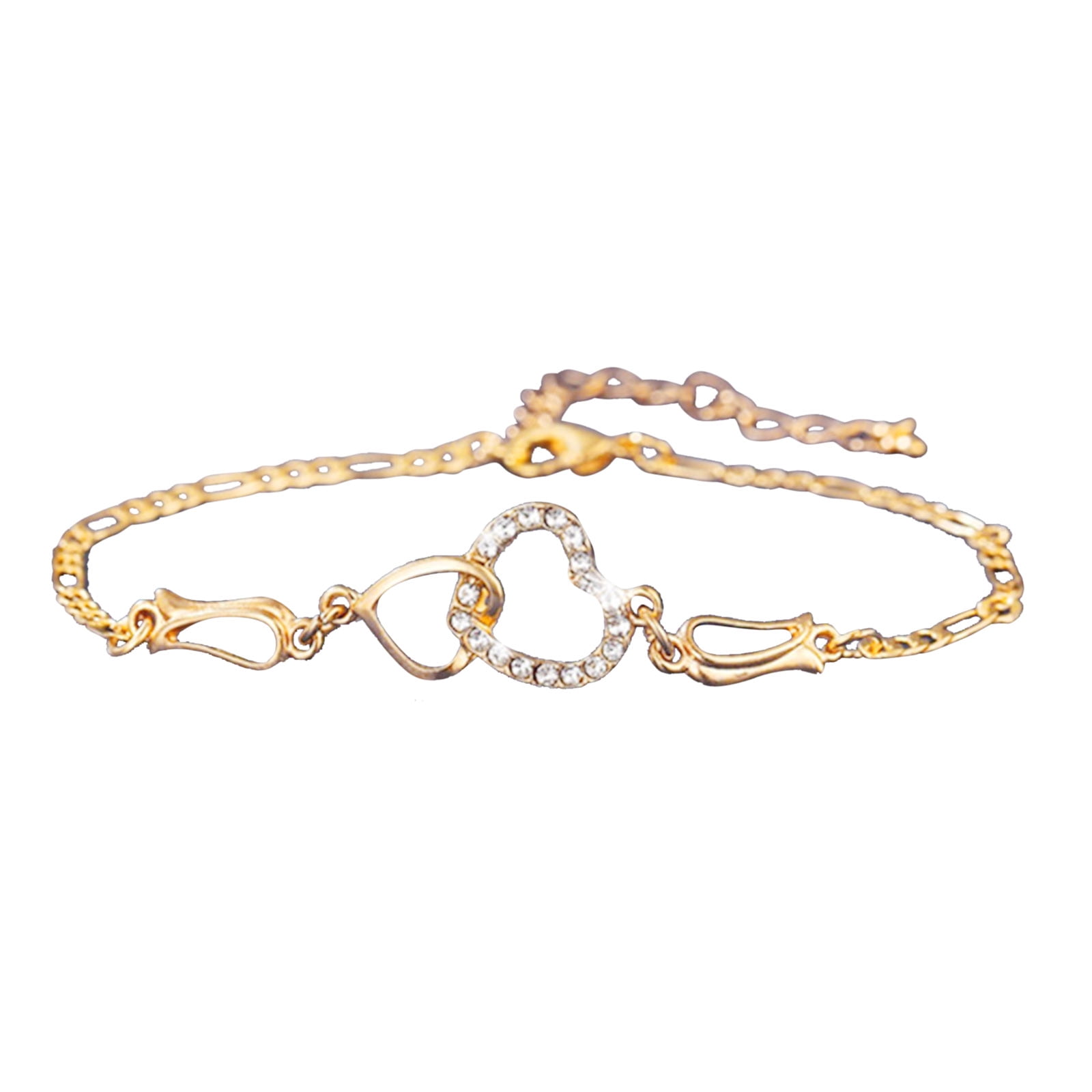 Gold Bracelets for Women Summer Fashion Double Love Peach Heart Bracelet Bracelet Making Kit, Women's, Size: One Size
