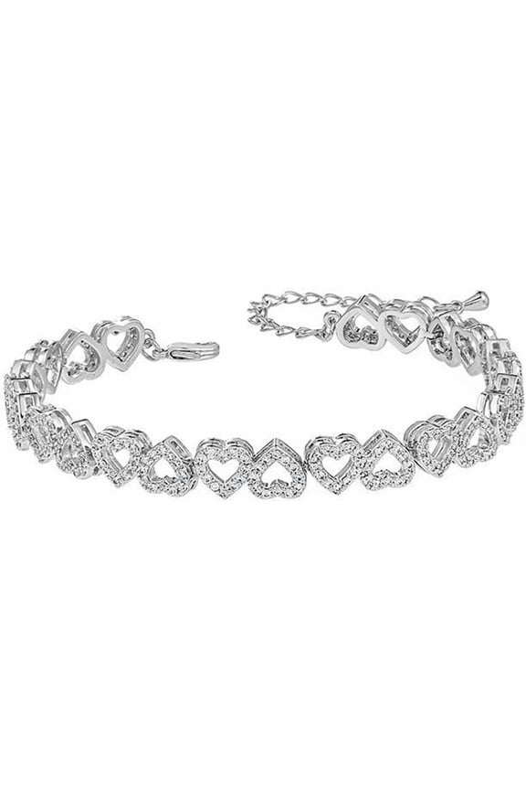 Gold Bracelets for Women Silver Clustered Tennis Bracelet for Women Heart Cuban Bracelet Fashion Jewelry for Women