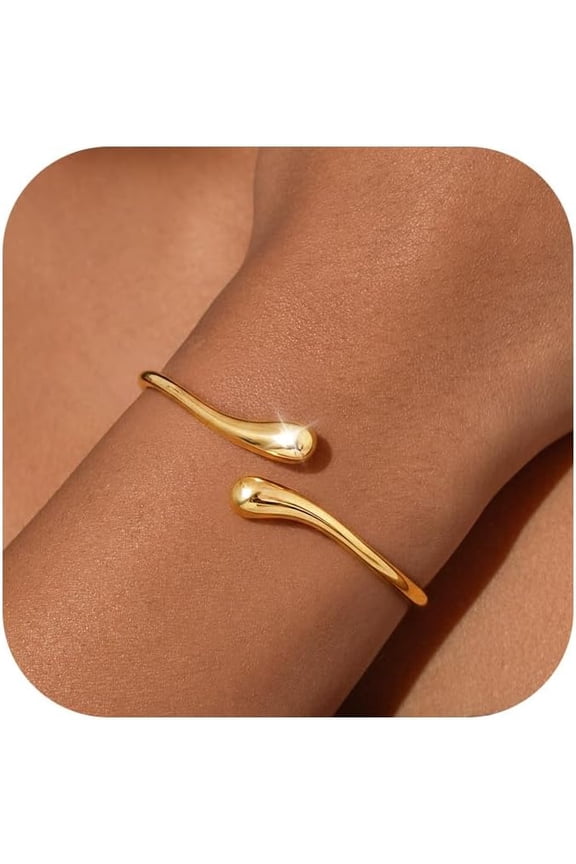 Gold Bracelets for Women Trendy,14K Gold Plated Bangle Cuff Bracelet Chunky Twist Bracelet Non Tarnish Hypoallergenic Jewelry Gift for Women