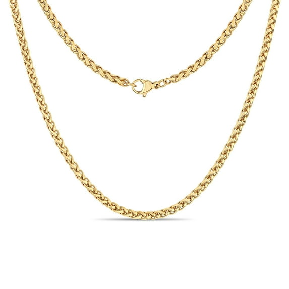 Gold Braided Wheat Stainless Steel Chain Necklace