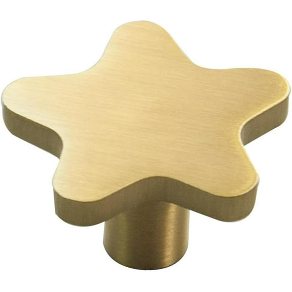 Gold Brass Cabinet Knobs for Cabinets and Drawers4Pack Gold Star Drawer Pulls for Kitchen Cupboard Bathroom Dresser Closet, Modern Cabinet1.18" L x 0.78" W