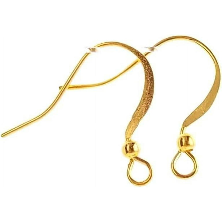 Gold Brass Flat Fish Hook Earring Findings Wires for Jewelry Making- Nickel  Free 17mm 