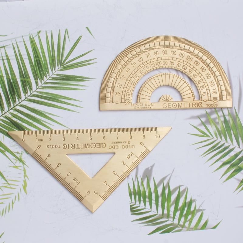 Gold Brass Protractor,Thicken Ruler Copper Metal Protractor for
