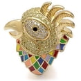 thumbnail image 1 of Gold Brass Ring with AAA Grade CZ, Multi Color - Size 9, 1 of 1