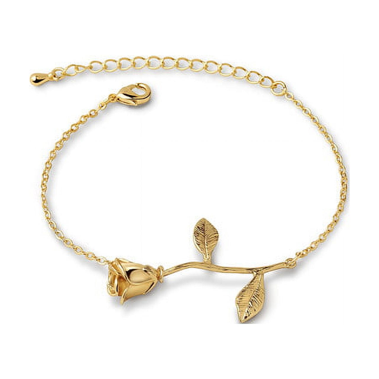 Gold Brass Rose Flower Bracelet Jewelry Valentine's Day Gift Set for Her