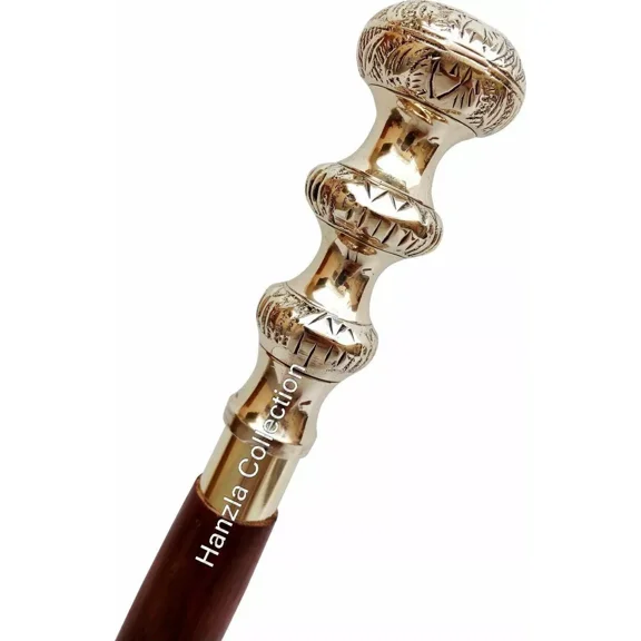 Gold Brass Walking Stick Handle Only Vintage Cane Topper Replacement Head for DIY Canes or Custom Walking Sticks