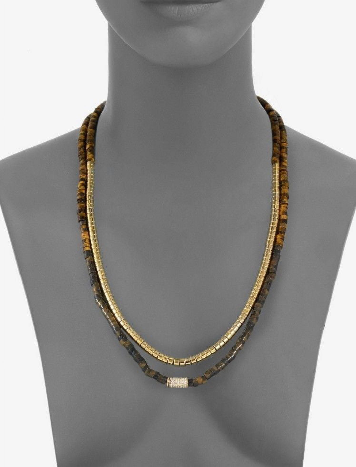 MICHAEL KORS Gold Brass w Tiger Eye Beads Double Wrap Necklace MKJ1605710 $175