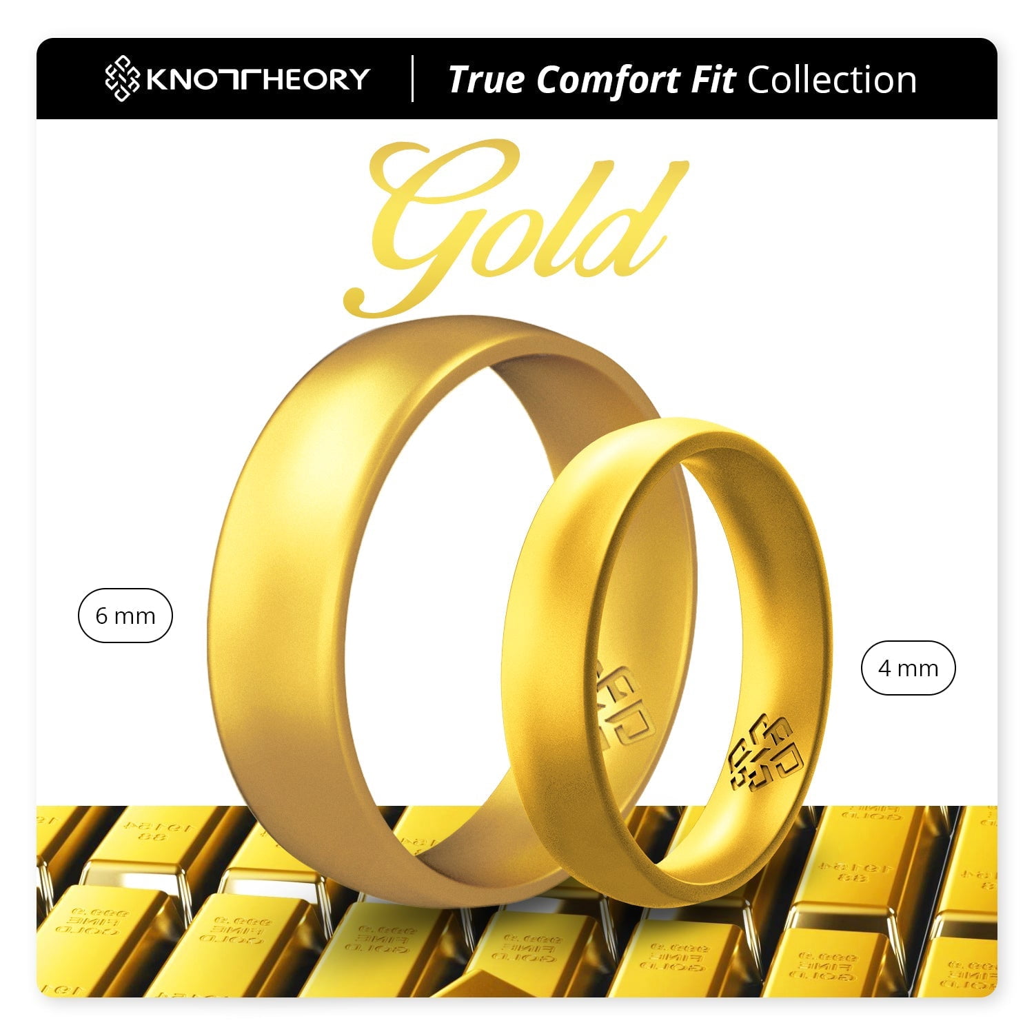 Gold Breathable Silicone Ring For Men and Women 4mm Bandwidth - Walmart.com