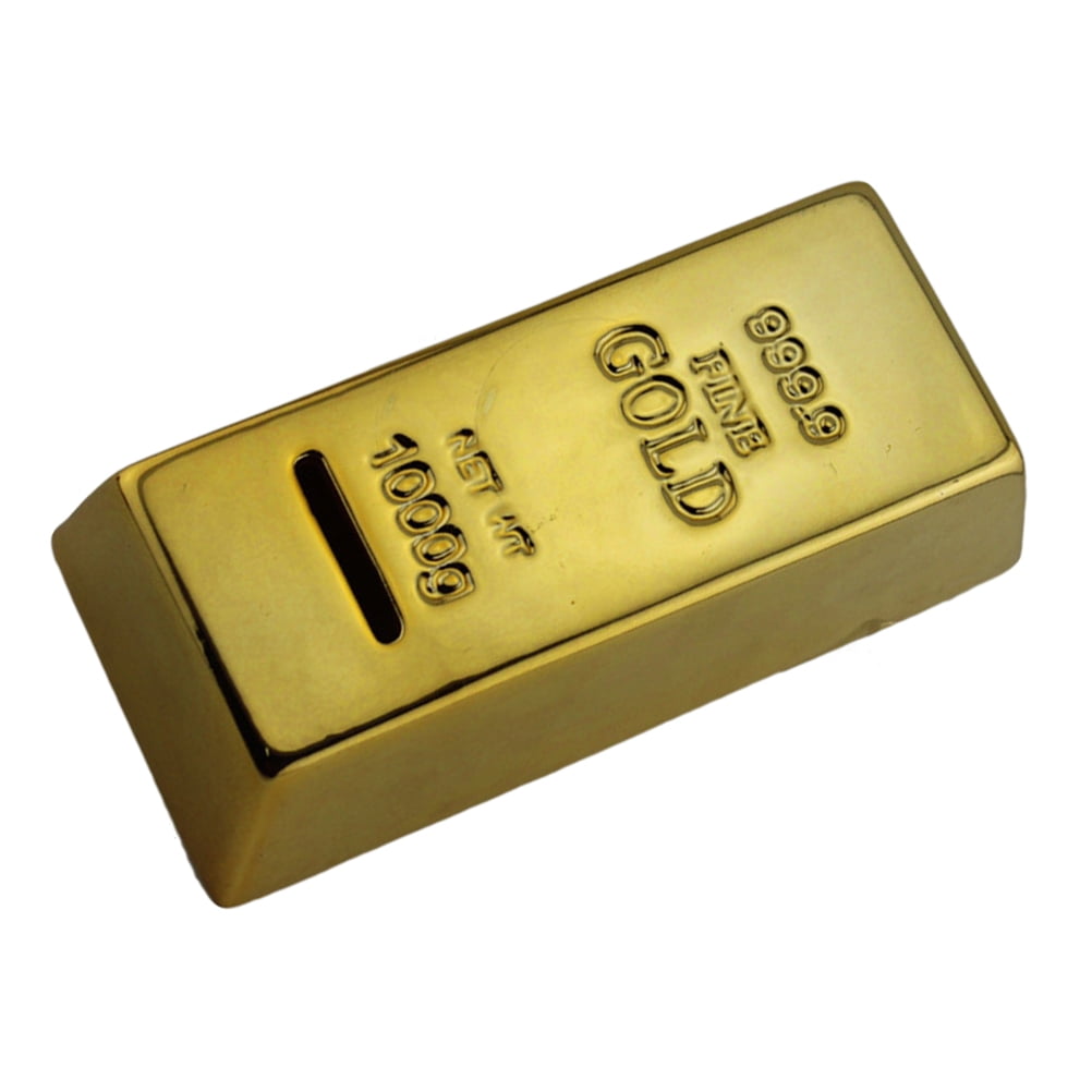 Gold Brick Saving Pot Ceramic Gold-bar Money Piggy Bank for Kids ...