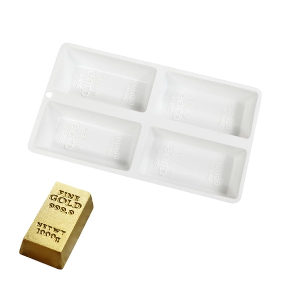 Gold Brick Shape Silicone Molds Baking Tool Mousses Cake Decorating Molds for Making Chocolate, Candy, Soap