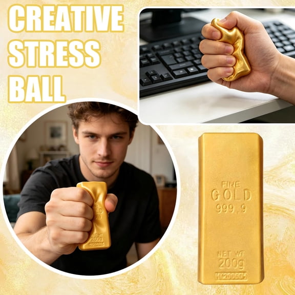 Gold Brick Squishy Toy, Slow Rising Stress Relief Squeeze Fidget Toy, Soft Novelty Handheld Decompression Toy, Prank Desktop Ornament, Halloween Party Favor For Adults And Kids