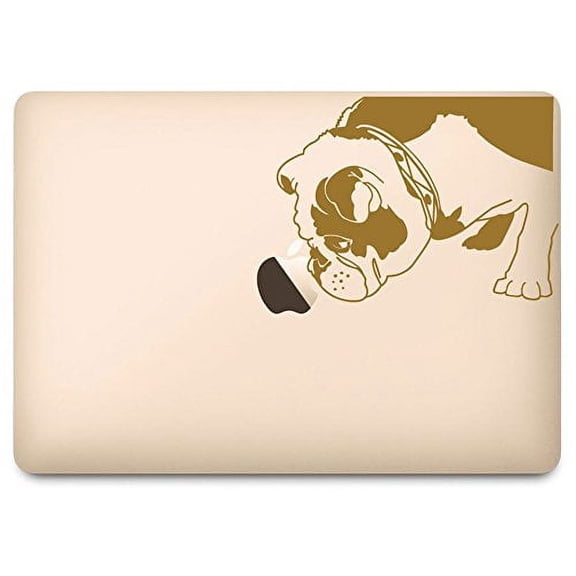 Gold Brit the English Bulldog Decal for 12" Macbook