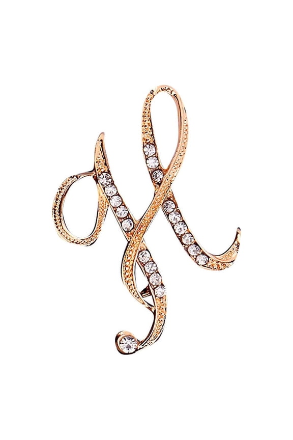 Gold Brooches for Women 1Pc Crystal 26 English Letters Brooch Pin Couple Memorial Jewelry Love Gifts